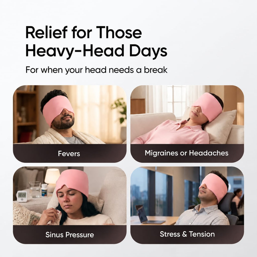 Reusable Stress Pain Reliever - Hot & Cold Therapy Head Wrap for Headache, Tension & Eye Strain