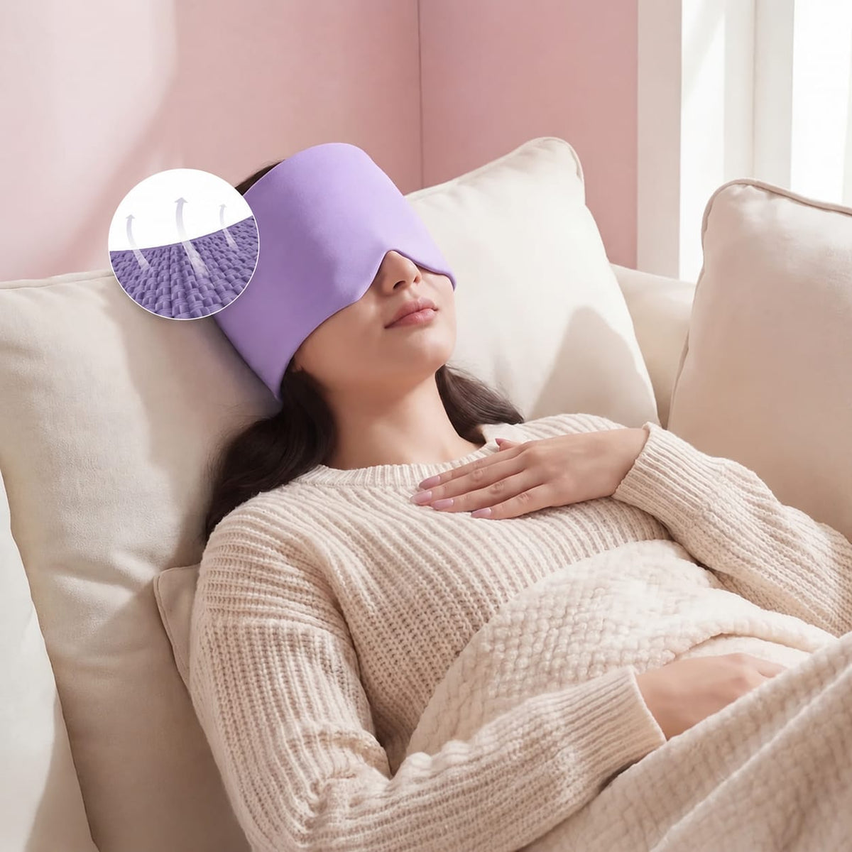 Reusable Stress Pain Reliever - Hot & Cold Therapy Head Wrap for Headache, Tension & Eye Strain